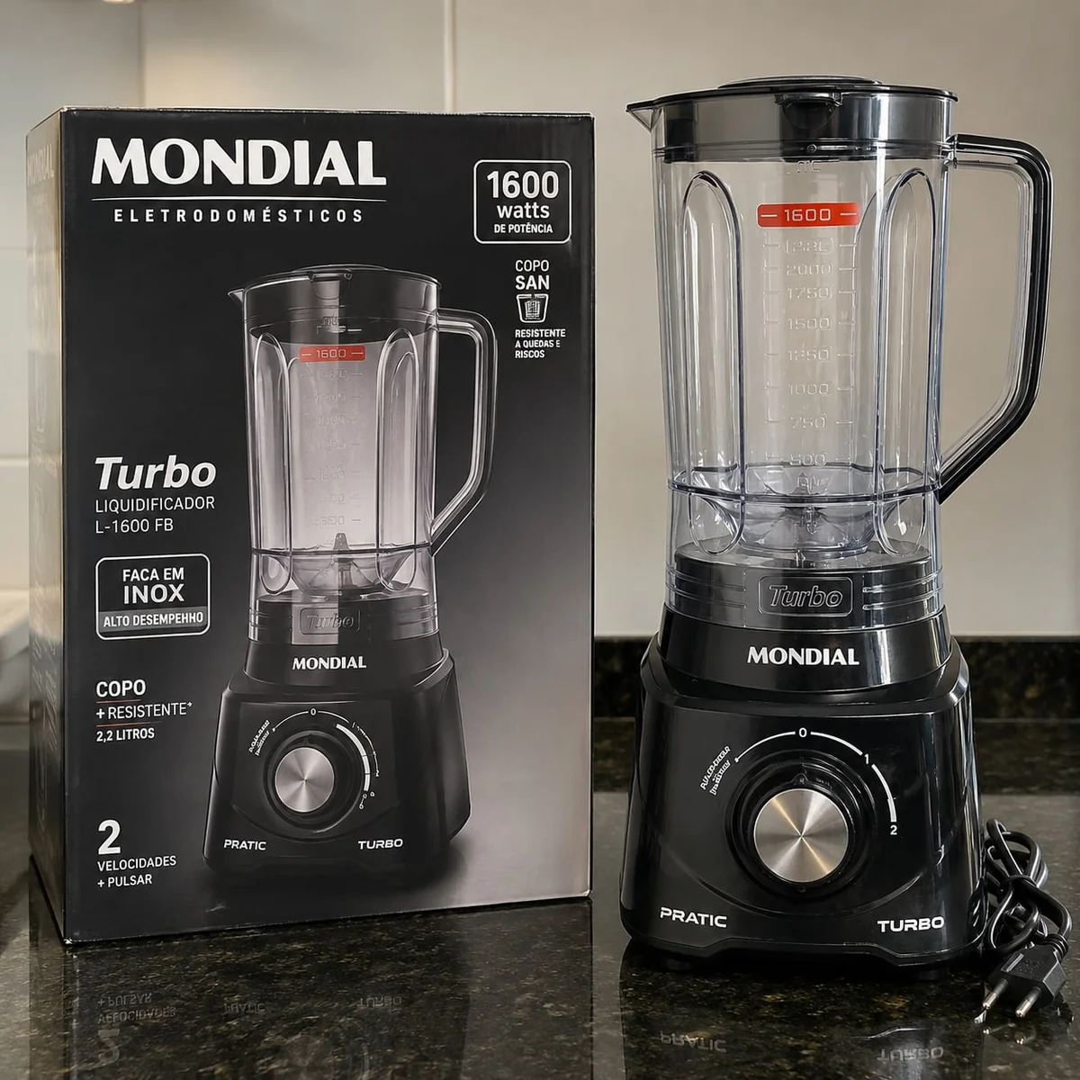 Liquidificador Pratic Turbo, Mondial, 550w - L-98-b Preto 127v